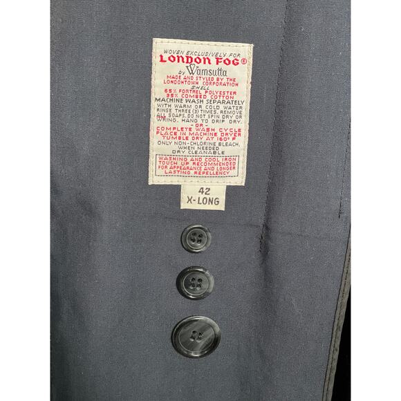 London Fog Men's Overcoat 42XLong Blue VTG DBL Breasted Fleece Liner All Weather - Picture 5 of 6